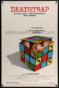 3r443 DEATHTRAP style B 1sh '82 art of Chris Reeve, Michael Caine & Dyan Cannon in Rubik's Cube!