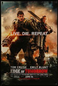 3r524 EDGE OF TOMORROW June 6 teaser DS 1sh '14 Tom Cruise & Emily Blunt, live, die, repeat!