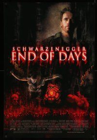 3r538 END OF DAYS DS 1sh '99 grizzled Arnold Schwarzenegger, cool creepy horror images!