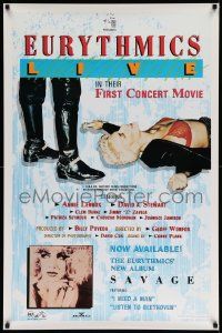 3r563 EURYTHMICS LIVE 1sh '87 sexy image of Annie Lennox rolling around on stage, concert!