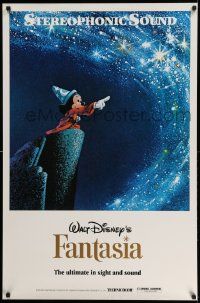 3r591 FANTASIA 1sh R80s Mickey from Sorcerer's Apprenticg, Chernabog, great images!