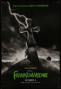 3r657 FRANKENWEENIE October 5 teaser DS 1sh '12 Tim Burton, horror image of wacky graveyard!