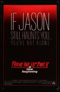 3r665 FRIDAY THE 13th PART V studio style 1sh '85 A New Beginning, Jason haunts you, slasher horror