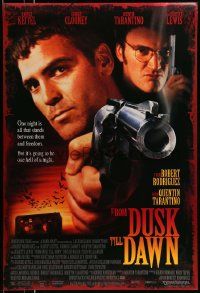 3r669 FROM DUSK TILL DAWN DS 1sh '95 close image of George Clooney & Quentin Tarantino, vampires!