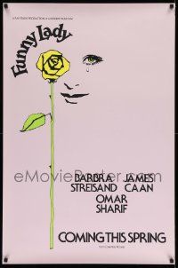 3r678 FUNNY LADY teaser 1sh '75 Barbra Streisand, James Caan, Vincent Petragnani artwork!