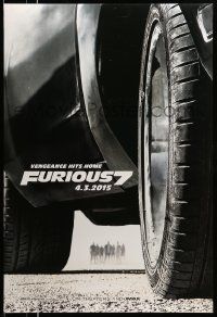 3r679 FURIOUS 7 teaser DS 1sh '15 Jason Statham, Dwayne Johnson, Vin Diesel, close up image of car!