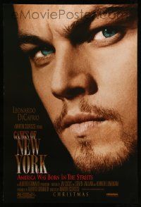 3r690 GANGS OF NEW YORK advance DS 1sh '02 Martin Scorsese, close-up of Leonardo DiCaprio!