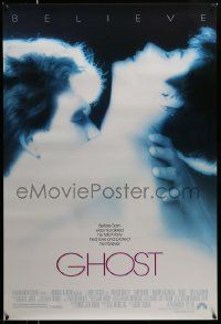 3r696 GHOST 1sh '90 classic romantic close up of dead Patrick Swayze & sexy Demi Moore!