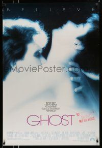 3r697 GHOST DS 1sh '90 classic romantic close up of dead Patrick Swayze & sexy Demi Moore!