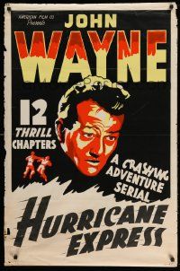 3r876 JOHN WAYNE stock 1sh '40s John Wayne by Komak, Hurricane Express