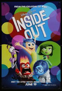 3r927 INSIDE OUT advance DS 1sh '15 Walt Disney, Pixar, cool image of cast!