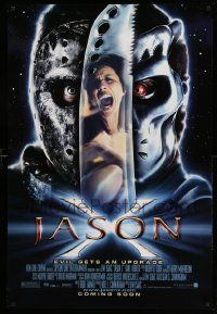 3r968 JASON X advance 1sh '01 James Isaac directed, Kane Hodder, Lexa Doig, evil gets an upgrade