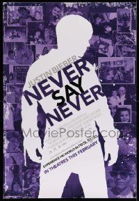3r992 JUSTIN BIEBER: NEVER SAY NEVER int'l advance DS 1sh '11 montage image from the star's life!