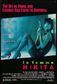 3s031 LA FEMME NIKITA 1sh '91 Luc Besson, sexy Anne Parillaud w/pistol!