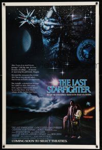 3s049 LAST STARFIGHTER advance 1sh '84 Catherine Mary Stewart & Lance Guest as video game pilot!