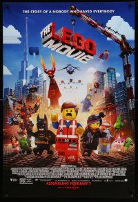 3s070 LEGO MOVIE advance DS 1sh '14 the story of a nobody who saved everybody!