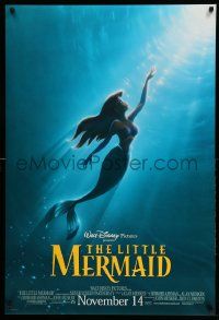 3s086 LITTLE MERMAID advance DS 1sh R97 Ariel swimming to the surface, Disney underwater cartoon!