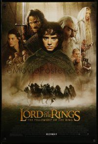 3s102 LORD OF THE RINGS: THE FELLOWSHIP OF THE RING advance DS 1sh '01 Tolkien, montage of top cast!