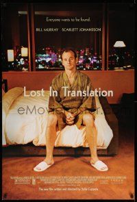 3s123 LOST IN TRANSLATION DS 1sh '03 image of lonely Bill Murray in Tokyo, Sofia Coppola!