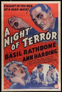 3s125 LOVE FROM A STRANGER 1sh R42 Basil Rathbone, Agatha Christie, A Night of Terror!