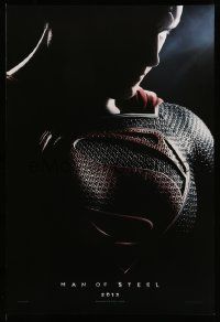 3s147 MAN OF STEEL teaser DS 1sh '13 close-up of Henry Cavill in the title role as Superman!