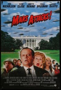 3s158 MARS ATTACKS! 1sh '96 directed by Tim Burton, Jack Nicholson, Glenn Close, Brosnan, cast!