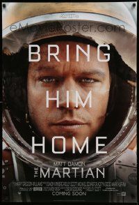 3s159 MARTIAN style A advance DS 1sh '15 close-up of astronaut Matt Damon, bring him home!