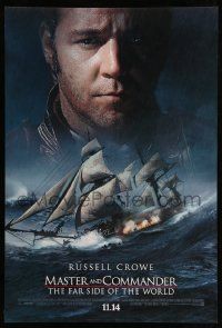 3s164 MASTER & COMMANDER style A advance DS 1sh '03 Russell Crowe, Paul Bettany, Peter Weir!
