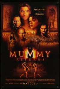 3s254 MUMMY RETURNS 2001 advance DS 1sh '01 Brendan Fraser, Weisz, The Rock as Scorpion King!