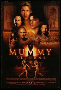 3s255 MUMMY RETURNS May 4 advance DS 1sh '01 Brendan Fraser, Rachel Weisz, The Rock as Scorpion King