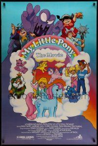3s261 MY LITTLE PONY 1sh '86 cartoon, artwork of white & pink ponies and more!
