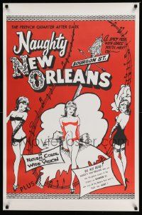 3s274 NAUGHTY NEW ORLEANS 1sh R59 Bourbon St. showgirls in French Quarter after dark!