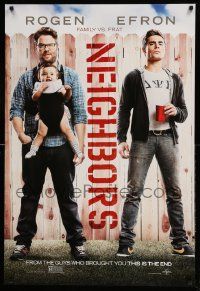 3s275 NEIGHBORS teaser DS 1sh '14 Zac Efron w/red Solo cup, Seth Rogan & baby!