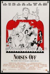 3s291 NOISES OFF DS 1sh '92 great wacky Al Hirschfeld art of cast as puppets!