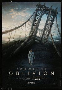 3s298 OBLIVION teaser DS 1sh '13 Morgan Freeman, cool image of Tom Cruise on bridge!
