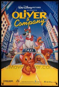 3s303 OLIVER & COMPANY DS 1sh R96 Disney cartoon cats & dogs in New York City!
