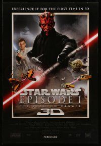 3s353 PHANTOM MENACE style A int'l advance DS 1sh R12 Star Wars Episode I in 3-D, Darth Maul, more!