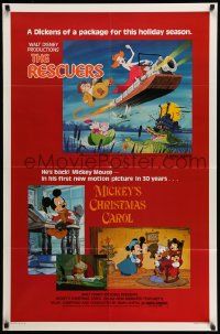 3s466 RESCUERS/MICKEY'S CHRISTMAS CAROL 1sh '83 Disney double-feature for the holiday season!