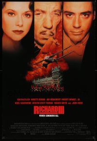 3s491 RICHARD III int'l DS 1sh '95 Ian McKellen, Annette Bening, Robert Downey Jr., Shakespeare!