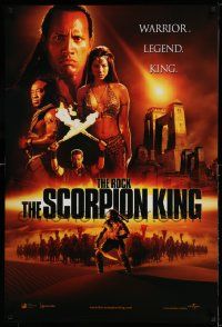 3s563 SCORPION KING int'l teaser DS 1sh '02 The Rock is a warrior, legend, king, cool orange design