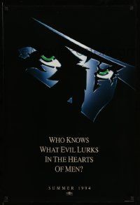 3s586 SHADOW teaser 1sh '94 Alec Baldwin knows what evil lurks in the hearts of men!