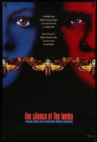 3s605 SILENCE OF THE LAMBS style C teaser 1sh '91 Foster & Hopkins both w/ moths over mouths!