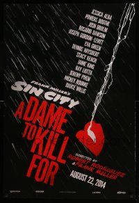 3s613 SIN CITY A DAME TO KILL FOR teaser DS 1sh '14 Frank Miller & Rodriguez, art of smoking lips!