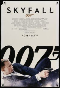 3s622 SKYFALL November 9 advance DS 1sh '12 Daniel Craig as James Bond shooting gun, Adele, rare!