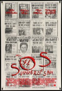 3s738 SUMMER OF SAM DS 1sh '99 Spike Lee, cool image of multiple newspaper murder articles!