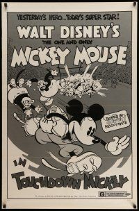 3s823 TOUCHDOWN MICKEY 1sh R74 Walt Disney, great cartoon art of Mickey Mouse playing football!