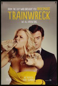 3s832 TRAINWRECK teaser DS 1sh '15 wacky image of sexy Amy Schumer drinking beer & Bill Hader!