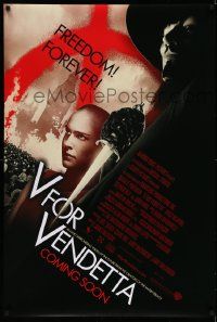 3s881 V FOR VENDETTA int'l advance DS 1sh '05 Wachowskis, Natalie Portman, Hugo Weaving, Guy Fawkes