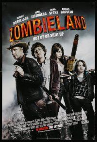 3s996 ZOMBIELAND advance DS 1sh '09 Harrelson, Eisenberg, Stone, nut up or shut up, rated!