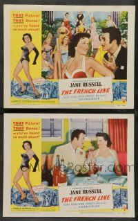 3t899 FRENCH LINE 2 2D LCs '54 Howard Hughes, sexy Jane Russell, Gilbert Roland!